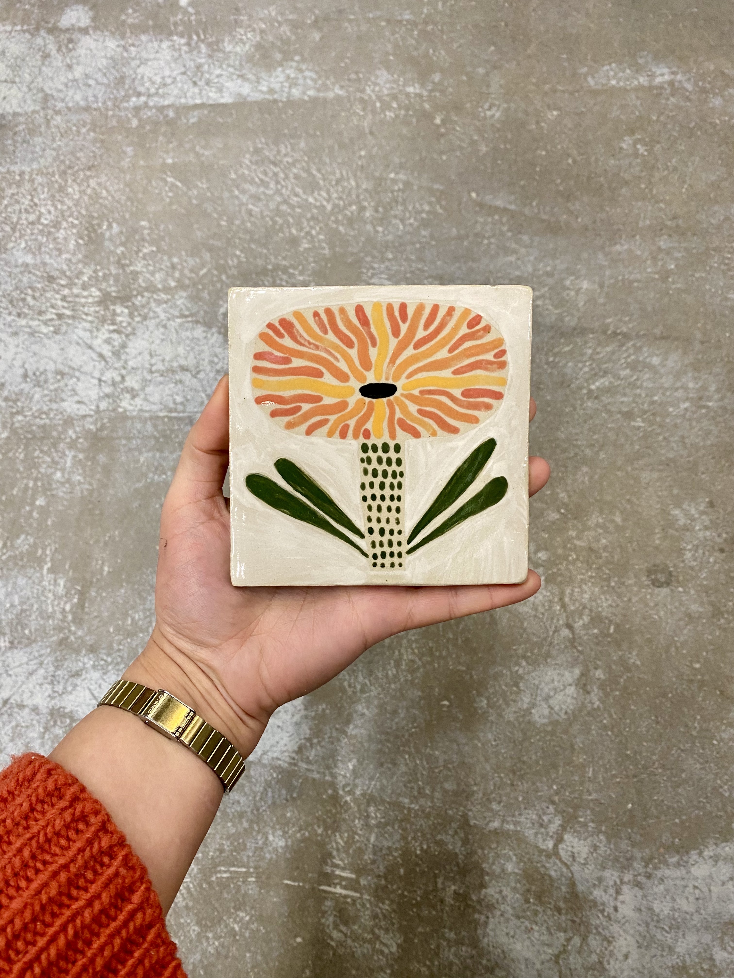 Tiny Flower on a Tile
